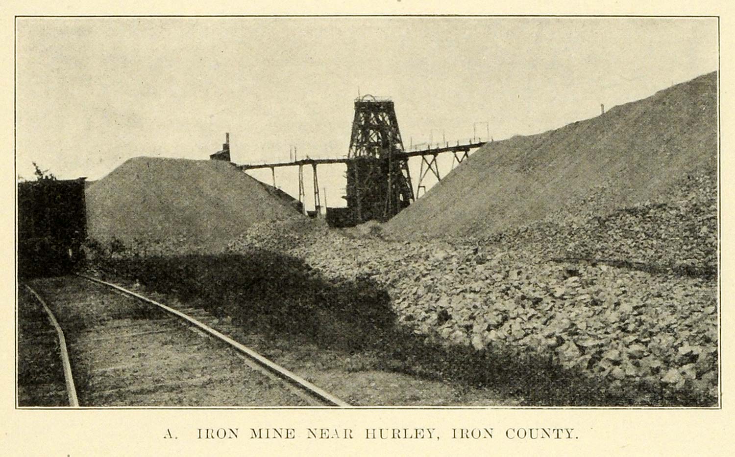 1913 Print Hurley Iron County Wisconsin Iron Mine Mining Raw Resources Railway