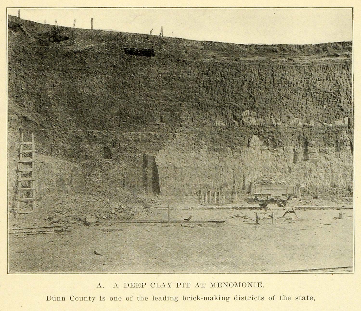 1913 Print Menomonie Dunn County Wisconsin Clay Pit Mining Raw Resources Brick