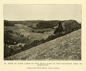 1913 Print Black Earth Dane County Wisconsin Hill Farm Agricultural Landscape