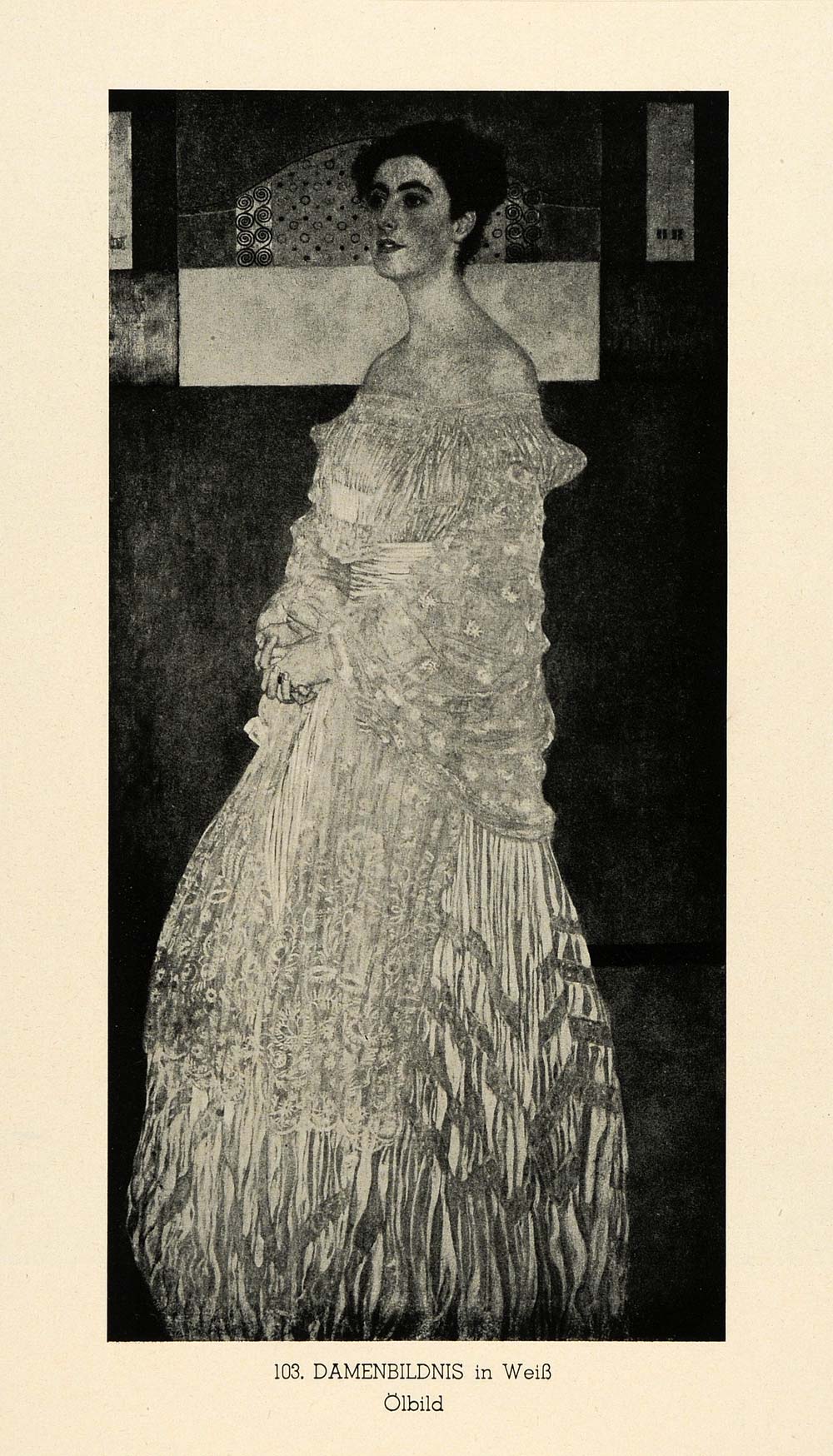 1942 Print Woman Dress Fashion Portrait Damenbildnis in Weib Gustav Klimt GK1