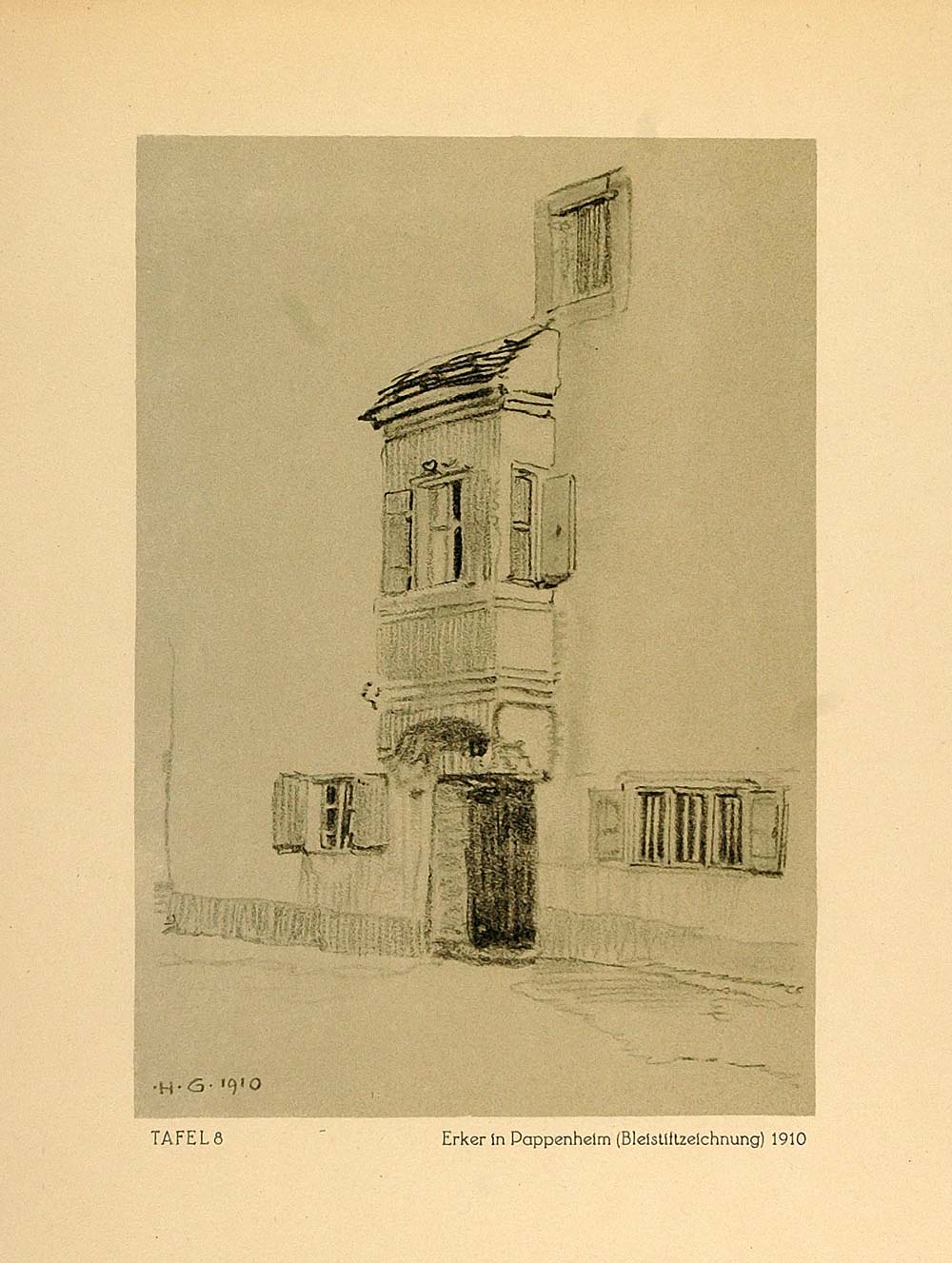1924 Print Hermann Gradl House Pappenheim Germany - ORIGINAL GL1