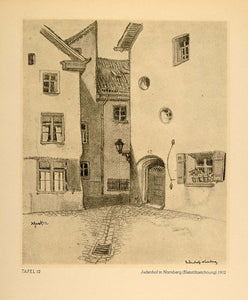 1924 Print Hermann Gradl Judenhof Nuremberg Germany - ORIGINAL GL1
