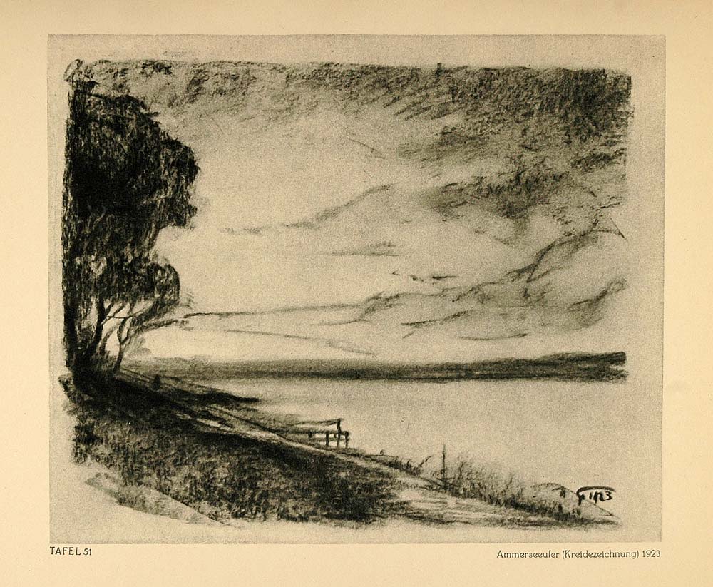 1924 Print Hermann Gradl Ammersee Lakeshore Germany - ORIGINAL GL1