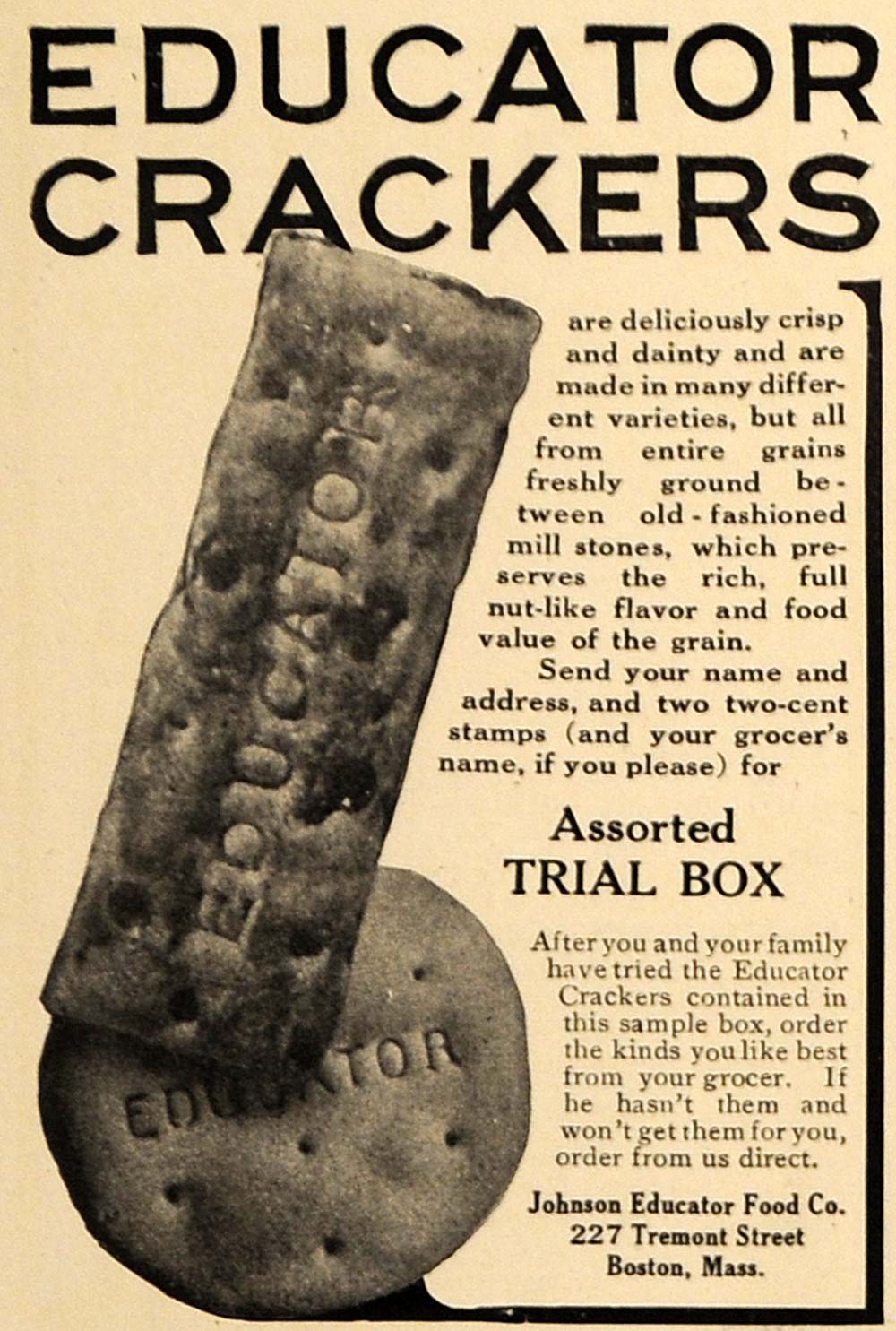 1910 Ad Educator Crackers Trial Box Dainty Crisp Foods - ORIGINAL GM1