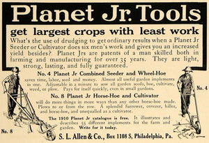 1910 Ad Planet Tools Crops Seeder Wheel Hoe Cultivator - ORIGINAL GM1