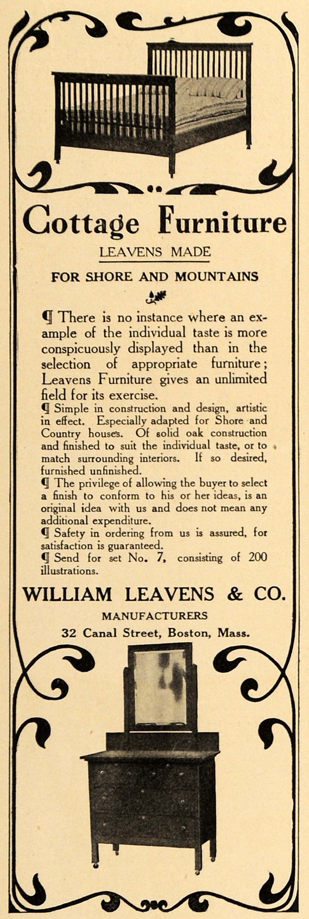 1910 Ad Cottage Furniture Leavens Shore Mountains House - ORIGINAL GM1