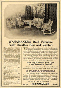 1910 Ad Wanamaker's Reed Furniture Chairs Couch Tables - ORIGINAL GM1