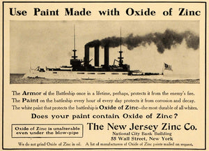 1909 Ad Battleship Oxide Paint New Jersey Zinc Company - ORIGINAL GM1