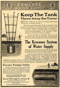 1909 Ad Kewanee System Water Supply Pumping Outfit Tank - ORIGINAL GM1
