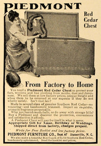 1907 Ad Fur Wrap Piedmont Red Cedar Chest Furniture - ORIGINAL ADVERTISING GM1