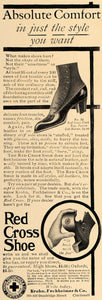 1907 Ad Krohn Fechheimer & Co Red Cross Noiseless Shoe - ORIGINAL GM1
