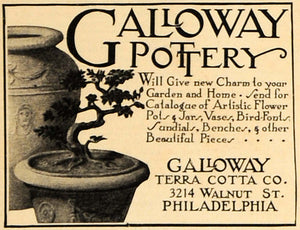 1916 Ad Galloway Terra Cotta Co Pottery Bonsai Tree