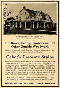 1916 Ad Samuel Cabot's Creosote Stains Coating Home - ORIGINAL ADVERTISING GM1