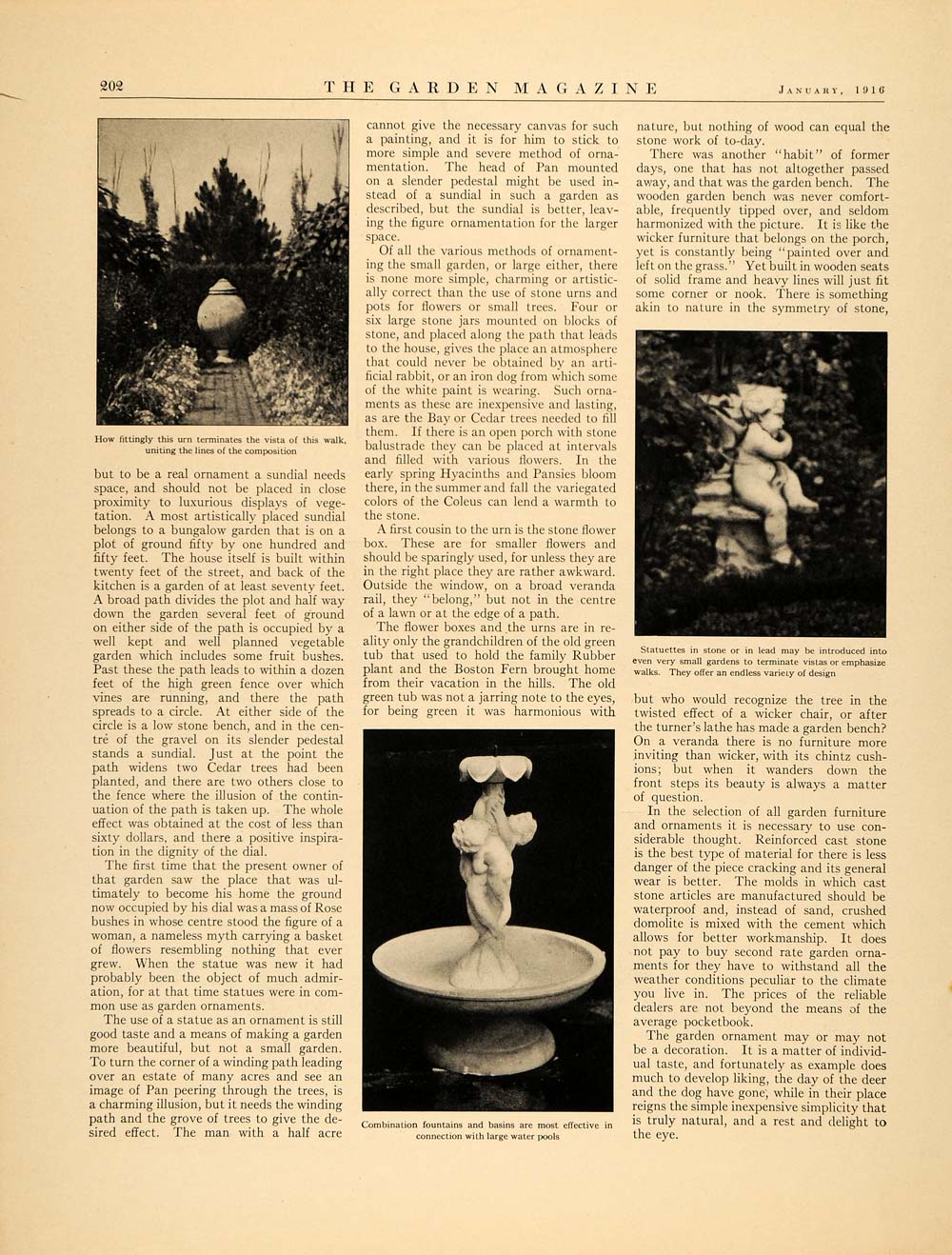 1916 Article Pottery Garden Ornament Statuary Bird Bath - ORIGINAL GM1