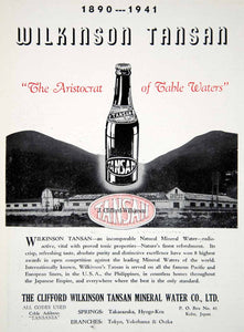 1940 Ad J. Clifford Wilkinson Tansan Mineral Water Japan Japanese Springs GOE1