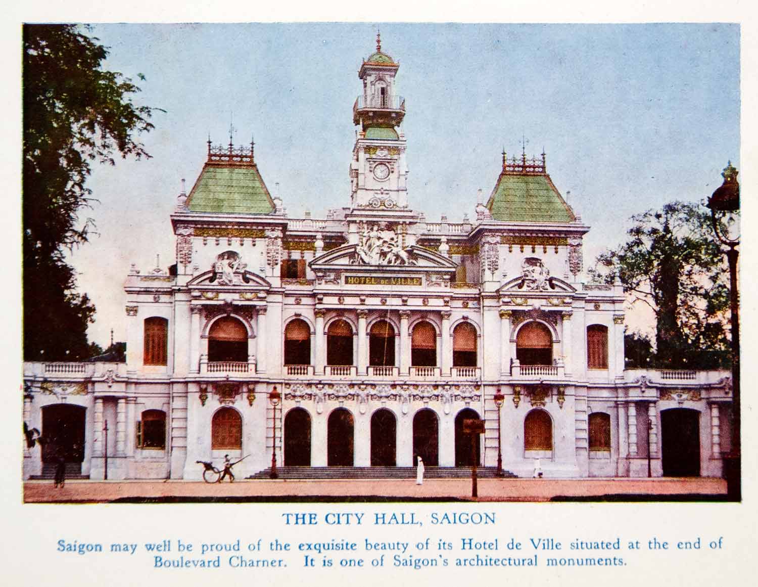 1940 Print Ho Chi Minh City Hall Saigon Vietnam French Colonial Building GOE1