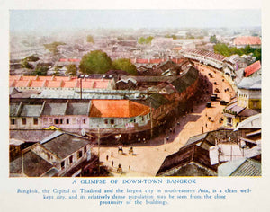 1940 Print Bangkok Thailand Downtown Cityscape Buildings Historic City View GOE1
