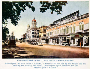 1940 Color Print Chowringhee Jawaharlal Nehru Road Calcutta Kolkata India GOE1