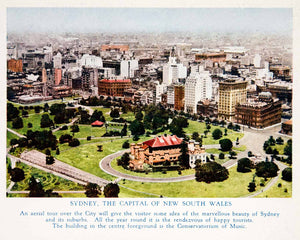 1940 Color Print Sydney City New South Wales Australia Historic Aerial View GOE1