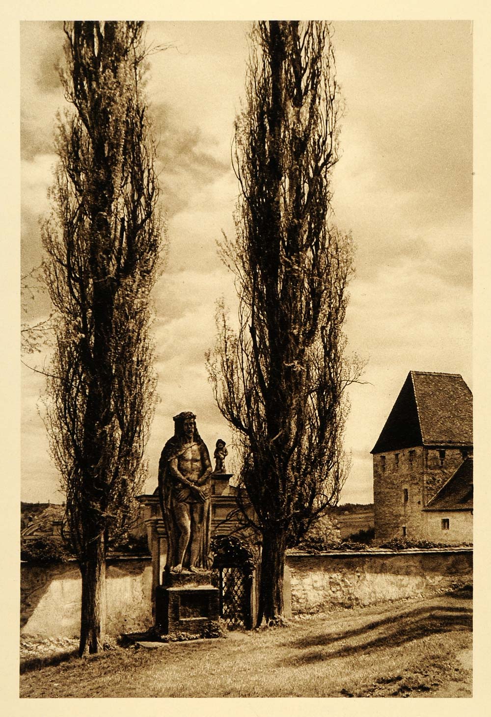 1924 Germany Bavaria Danube Neuburg Donau Castle Statue - ORIGINAL GR3