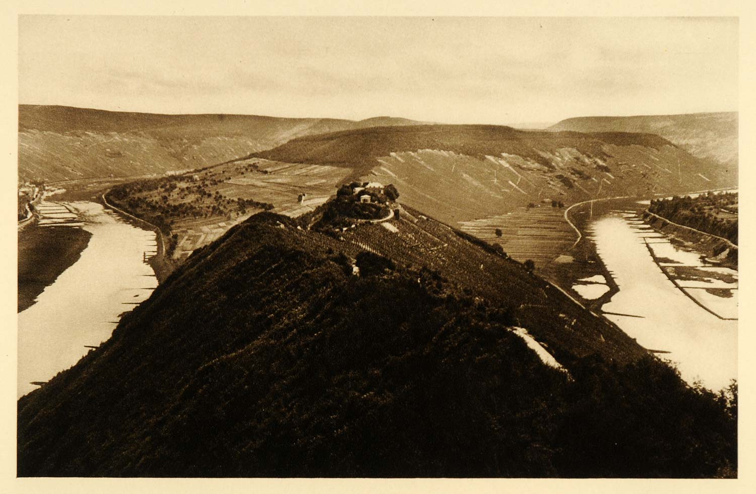 1924 Germany Mosel River Zell Marienburg Photogravure - ORIGINAL GR3