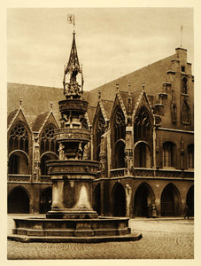1924 Germany Braunschweig Brunswick Saxony Town Square - ORIGINAL GR3