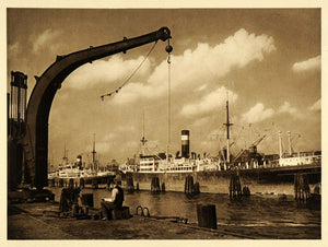 1924 Germany Hamburg Harbour Shipping Crane Harbor Port - ORIGINAL GR3