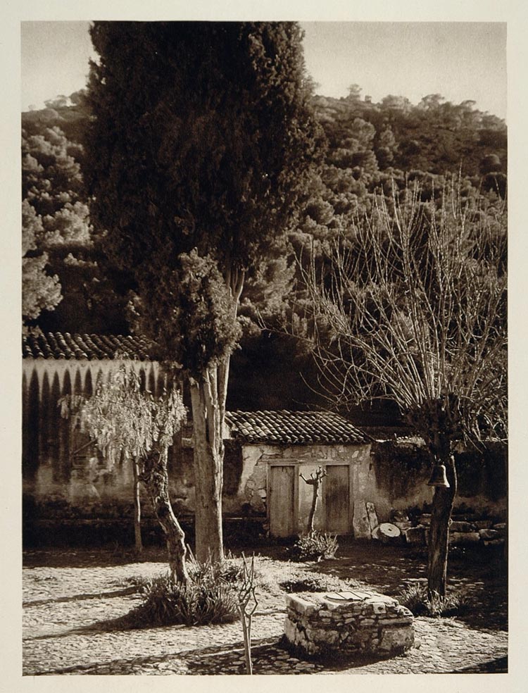 1928 Courtyard Daphni Monastery Greece Photogravure - ORIGINAL PHOTOGRAVURE GRC2