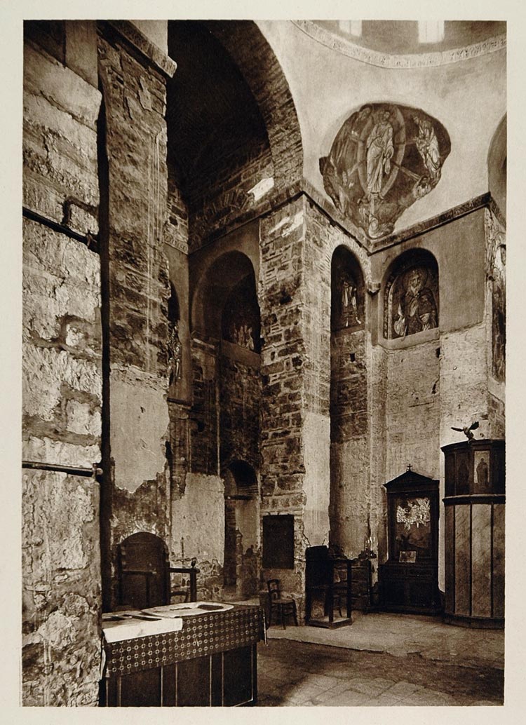 1928 Interior Daphnion Church Daphni Monastery Greece - ORIGINAL GRC2