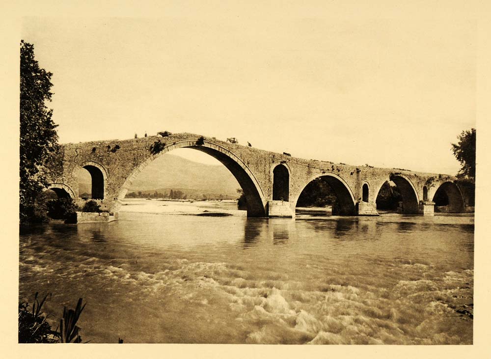 1928 Bridge of Arta Arachthos River Greece Photogravure - ORIGINAL GRC2