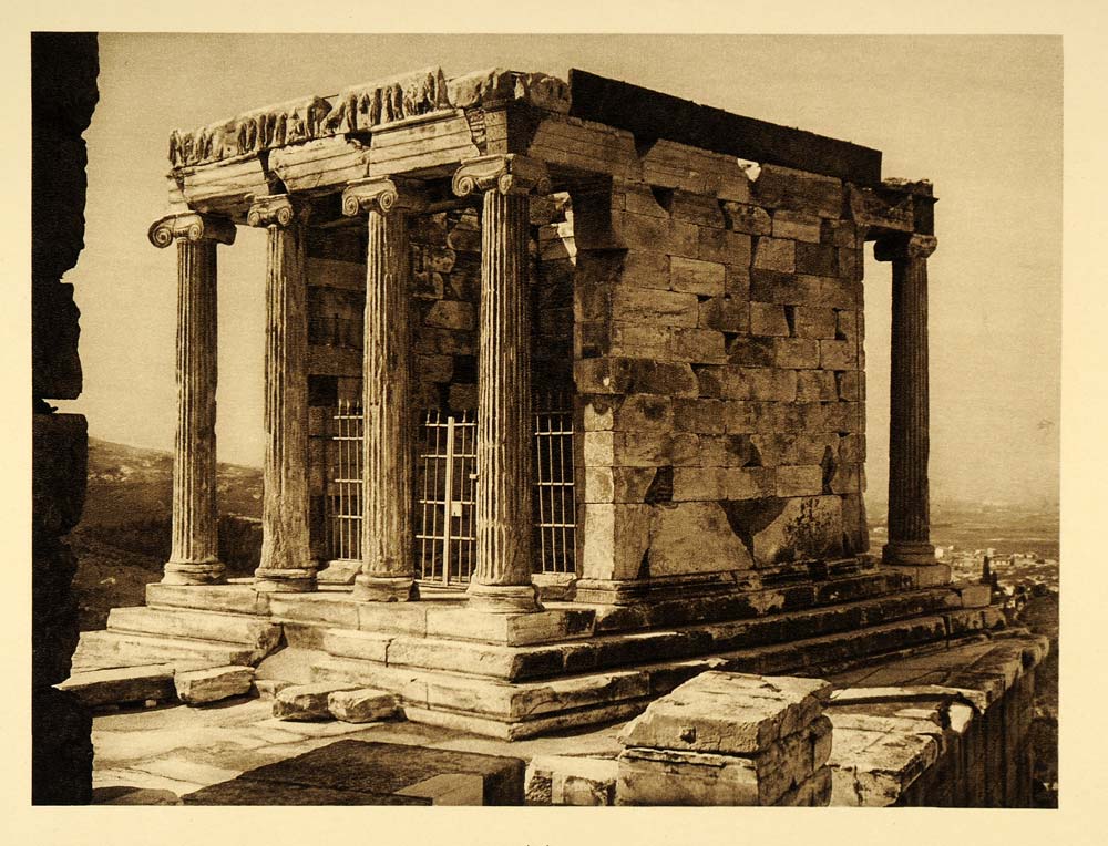 1928 Temple of Athena Nike Athens Greece Photogravure - ORIGINAL GRC2