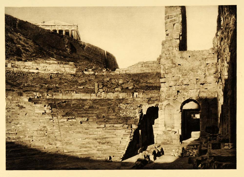 1928 Odeion Odeum Acropolis Athens Greece Greek Ruins - ORIGINAL GRC2