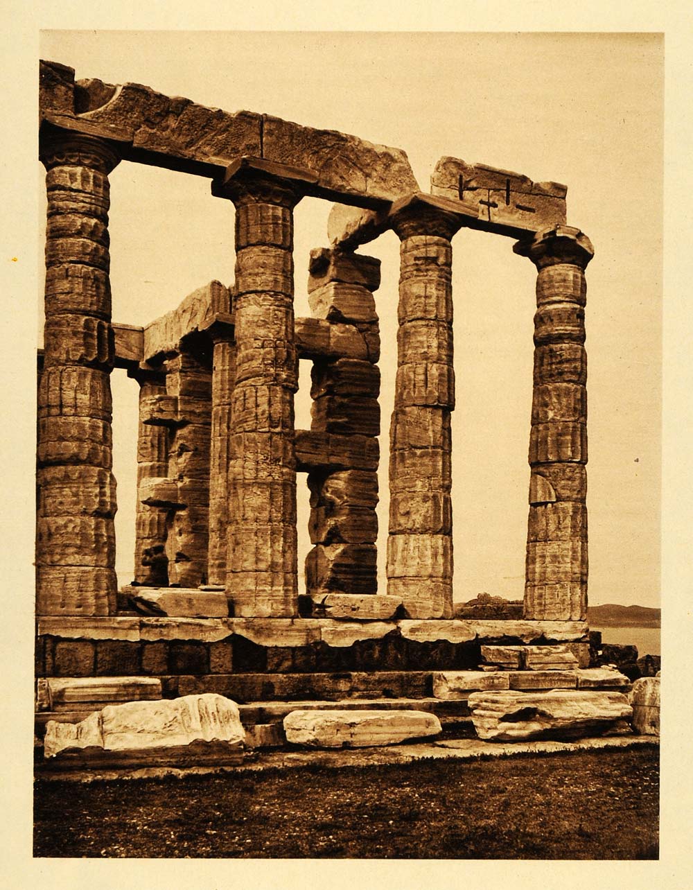 1926 Temple Poseidon Athens Cape Sounion Ruins Greek - ORIGINAL GRC3