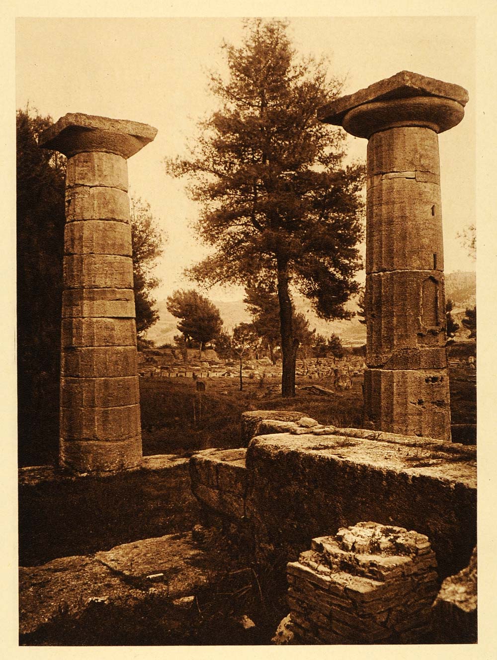 1926 Temple Hera Olympics Olympia Doric Column Zeus Art - ORIGINAL GRC3