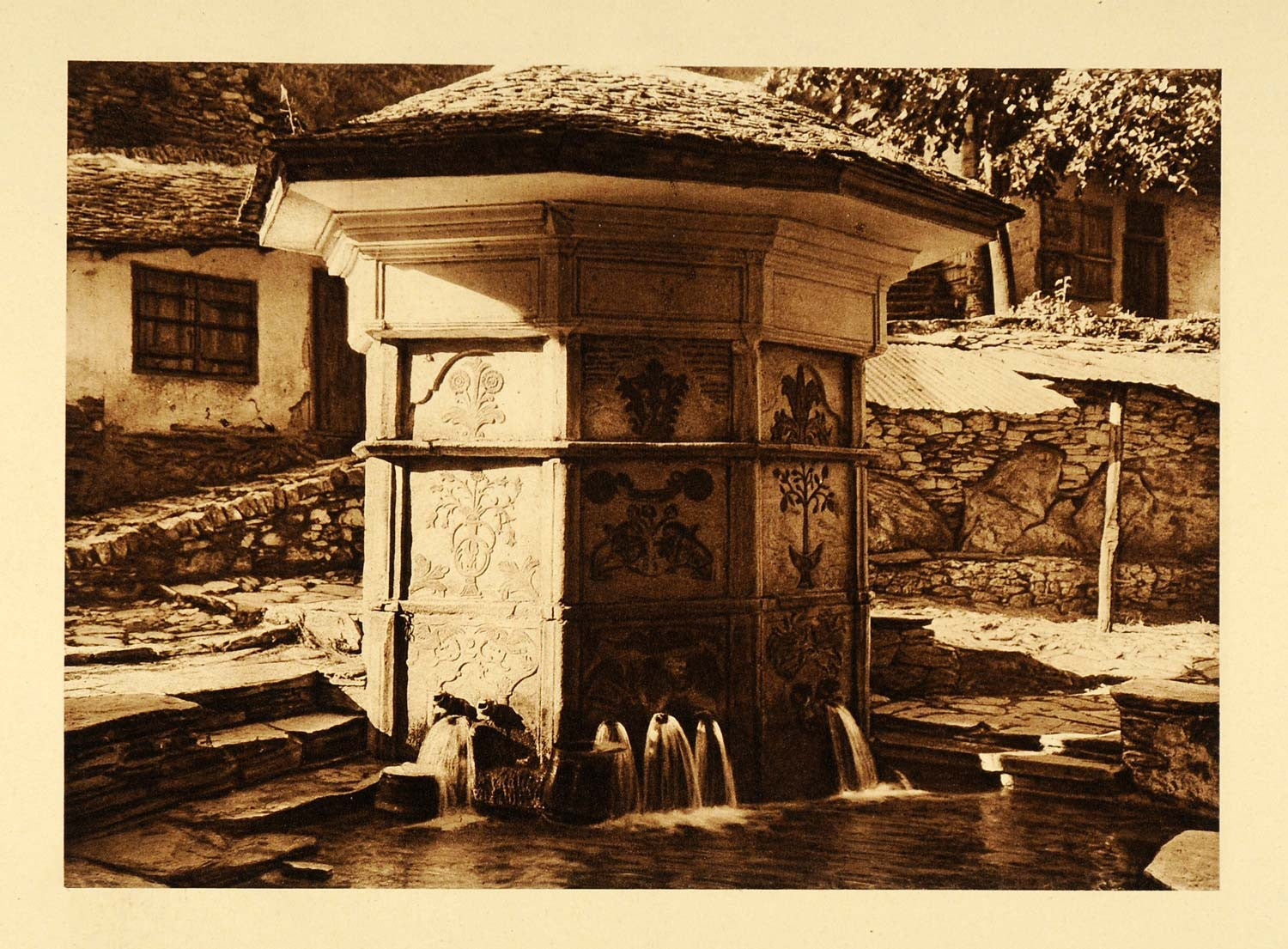 1926 Makrinitsa Mount Pelion Thessaly Water Fountain - ORIGINAL GRC3 - Period Paper

