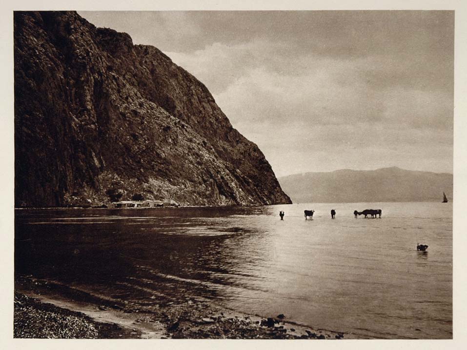1928 Kryoneri Beach Harbor Sea Greece Photogravure - ORIGINAL GREECE