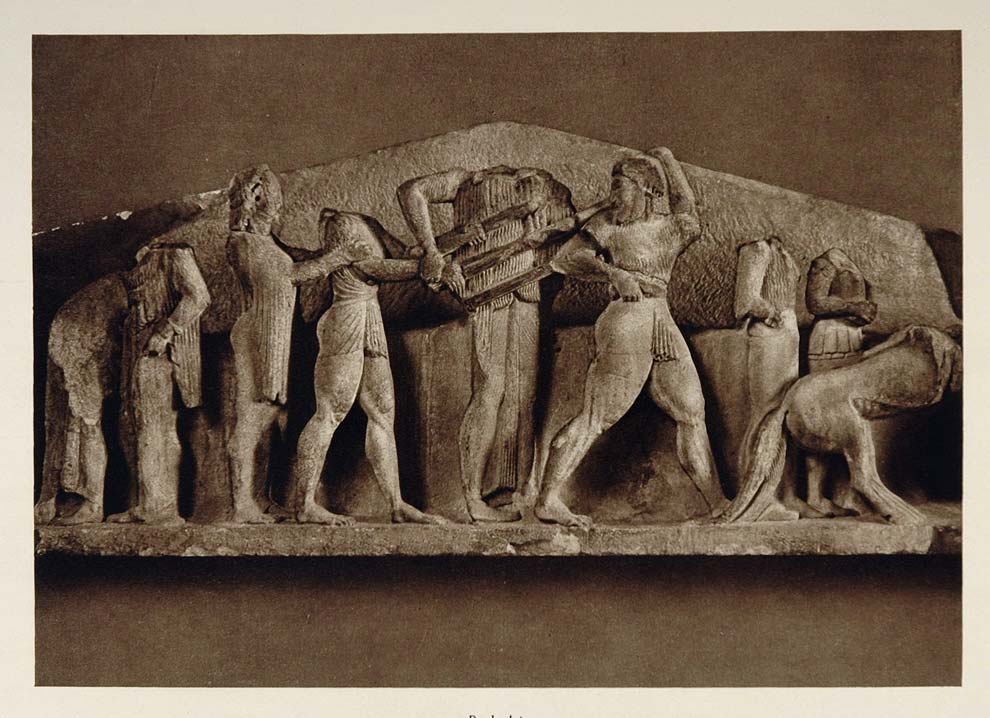 1928 Cnidian Treasure House Apollo Delphic Tripod - ORIGINAL PHOTOGRAVURE GREECE