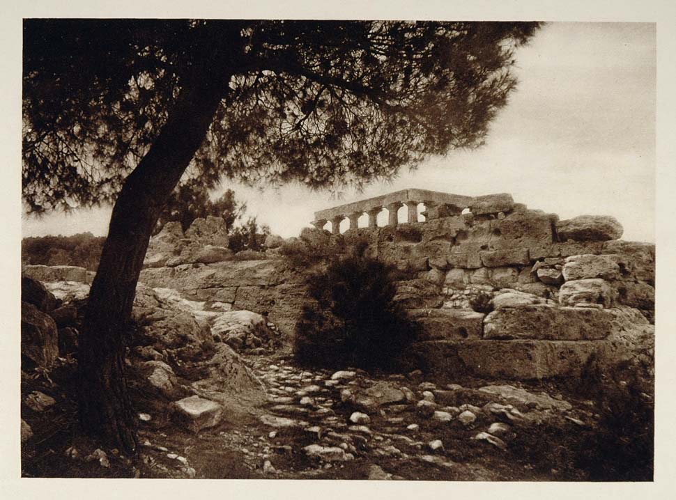 1928 Temple of Aphaea Aegina Saronic Island Egina Greece Ruins Marble GREECE