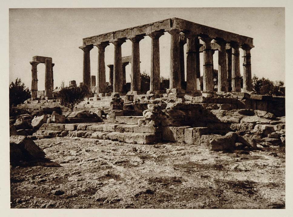 1928 Photogravure Aegina Greece Ruins Aphaia Temple Aphaea Egina Saronic GREECE