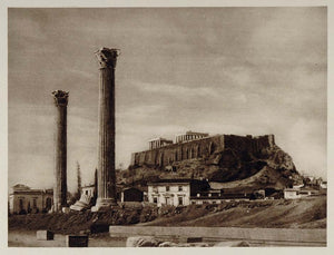 1928 Acropolis Athens Greece Olympium Photogravure - ORIGINAL GREECE