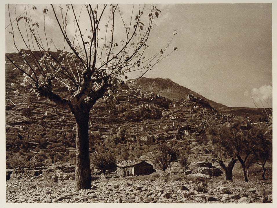 1928 Mystra Mystras Mistra Greece Town Photogravure - ORIGINAL GREECE
