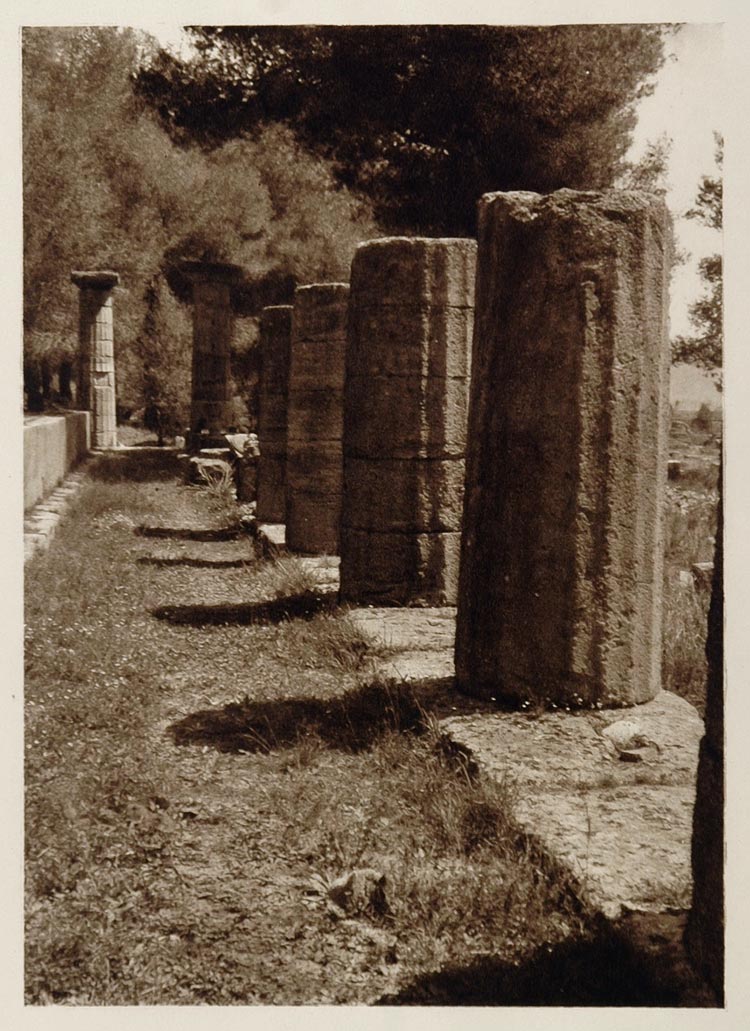 1928 Ruins Temple of Hera Olympia Greece Photogravure - ORIGINAL GREECE