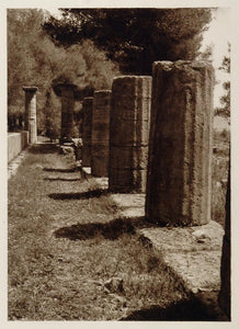 1928 Ruins Temple of Hera Olympia Greece Photogravure - ORIGINAL GREECE