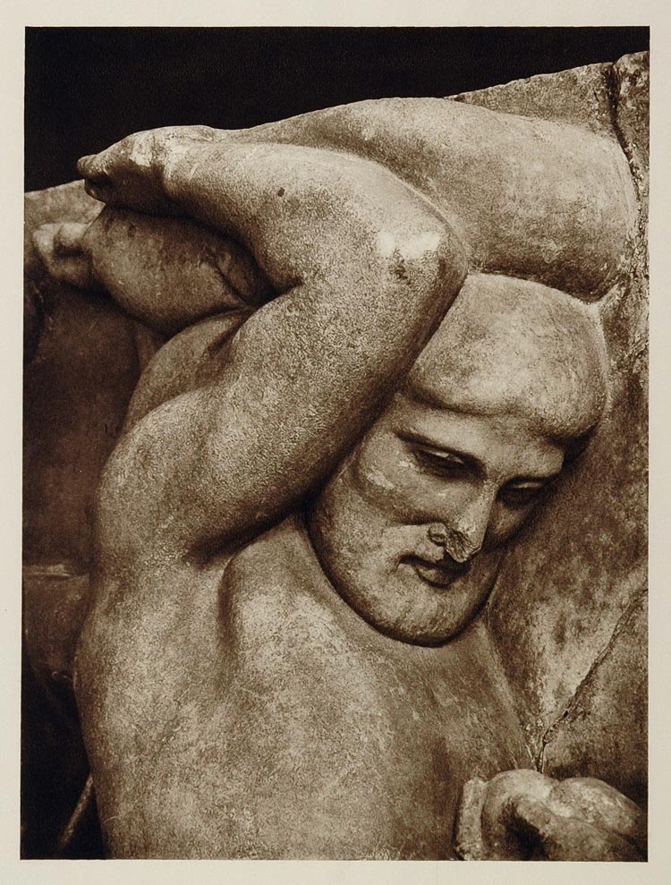 1928 Hercules Metope Olympia Greece Photogravure NICE! - ORIGINAL GREECE