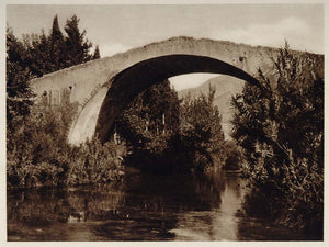 1928 Arched Bridge Crete Krete Greece Photogravure - ORIGINAL GREECE