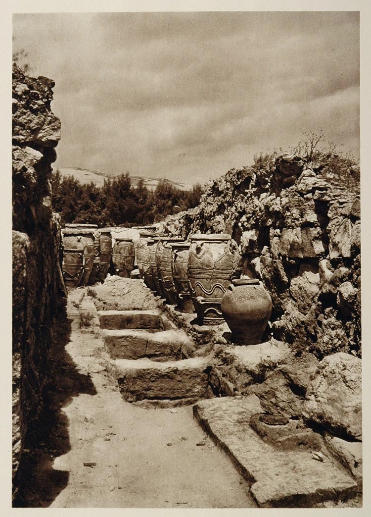 1928 Pithoi Storerooms Palace of Knossos Crete Greece - ORIGINAL GREECE