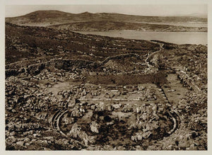 1928 Delos Theatre Ruins Bird's Eye View Photogravure - ORIGINAL GREECE