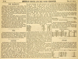 1883 Article Tea Market Coffee Sugar Rio de Janeiro - ORIGINAL GROC1