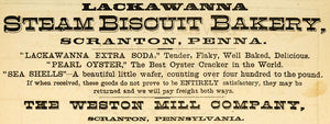 1883 Ad Lackawanna Steam Biscuit Bakery Scranton Oyster - ORIGINAL GROC1