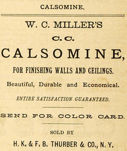 1883 Ad W. C. Miller Calsomine Wall Ceiling Paint Color - ORIGINAL GROC1